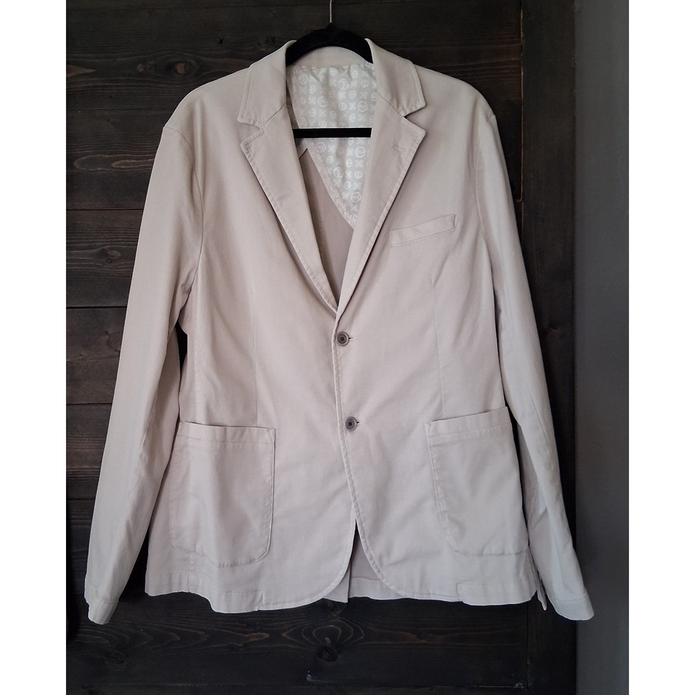 Teleria Zed Denim Jacket Sports Blazer Mens XL 54 Canvas Beige Unconstructed